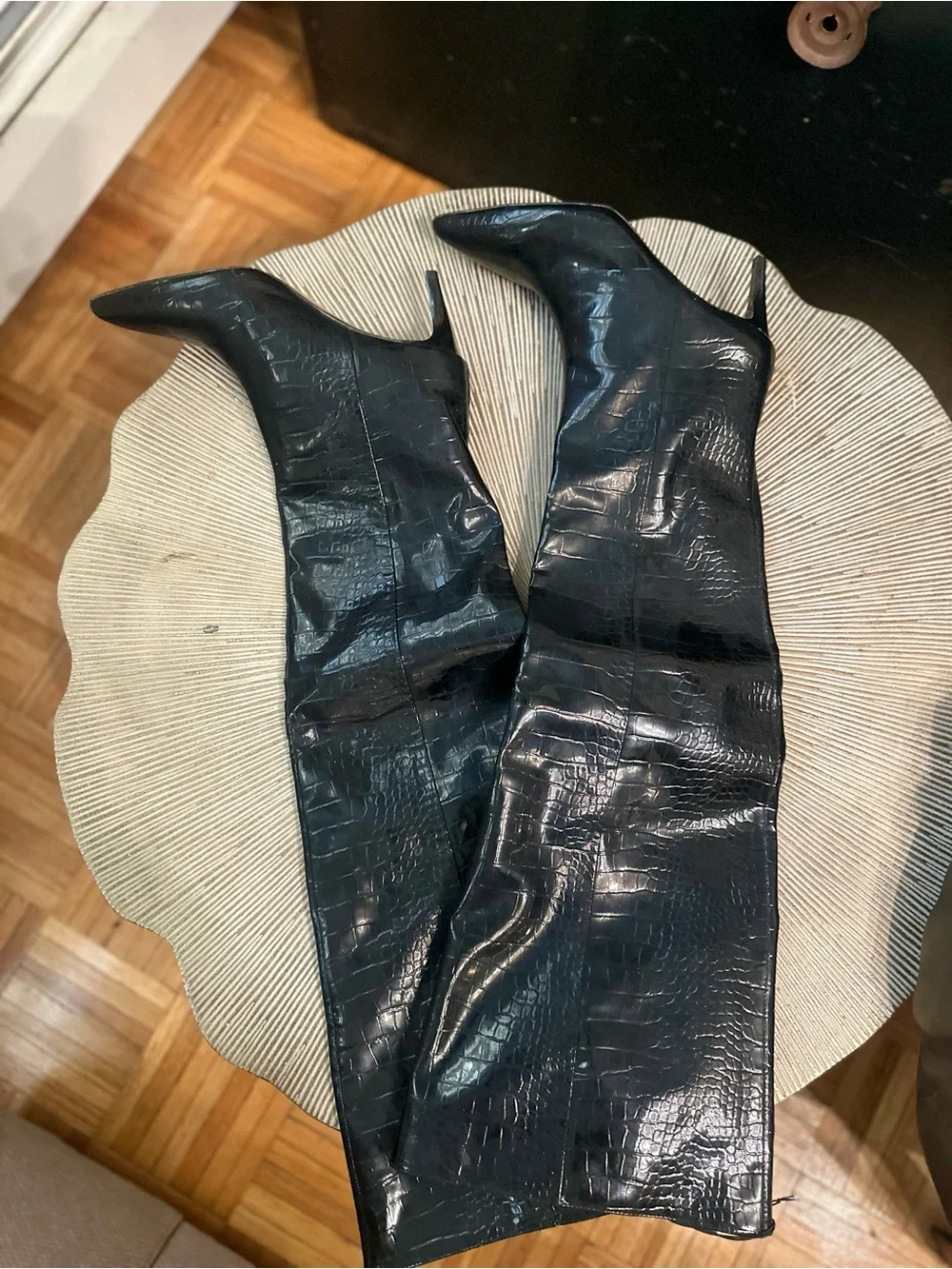 H&M Faux Croc Patent Over-the-Knee Boots